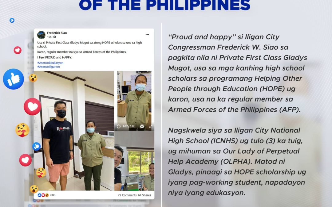 Kanhing HOPE SCHOLAR, Miyembro na sa Armed Forces of the Philippines