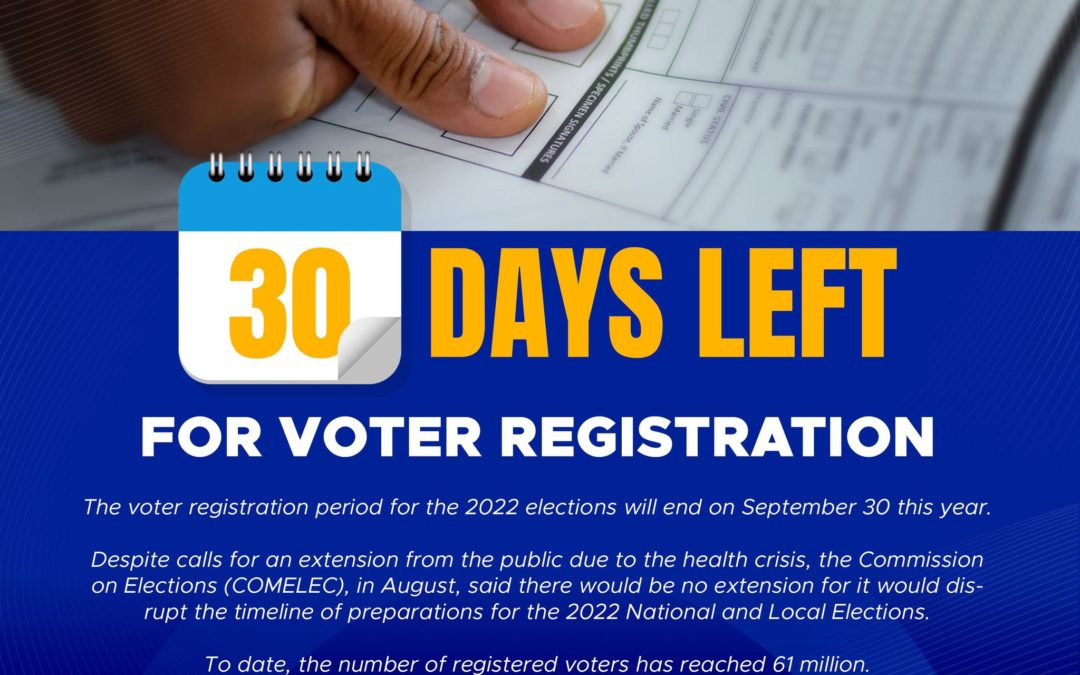 30 Days Left for Voter Registration