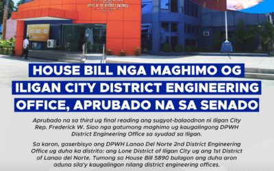 House Bill nga maghimo og Iligan City District Engineering Office, Aprubado na sa Senado