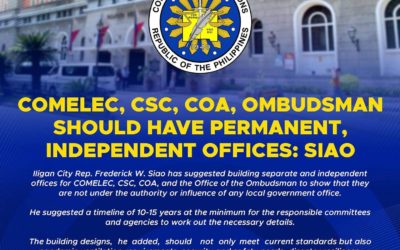 COMELEC, CSC, COA, OMBUDSMAN SHOULD HAVE PERMANENT, INDEPENDENT OFFICE: SIAO